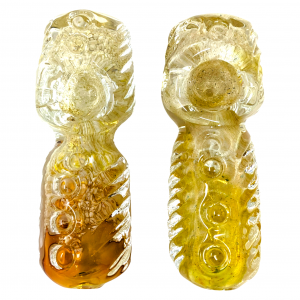 4" Gold Fumed & Frit Art Innovative Hand Pipe - 2Pk [STJ126]