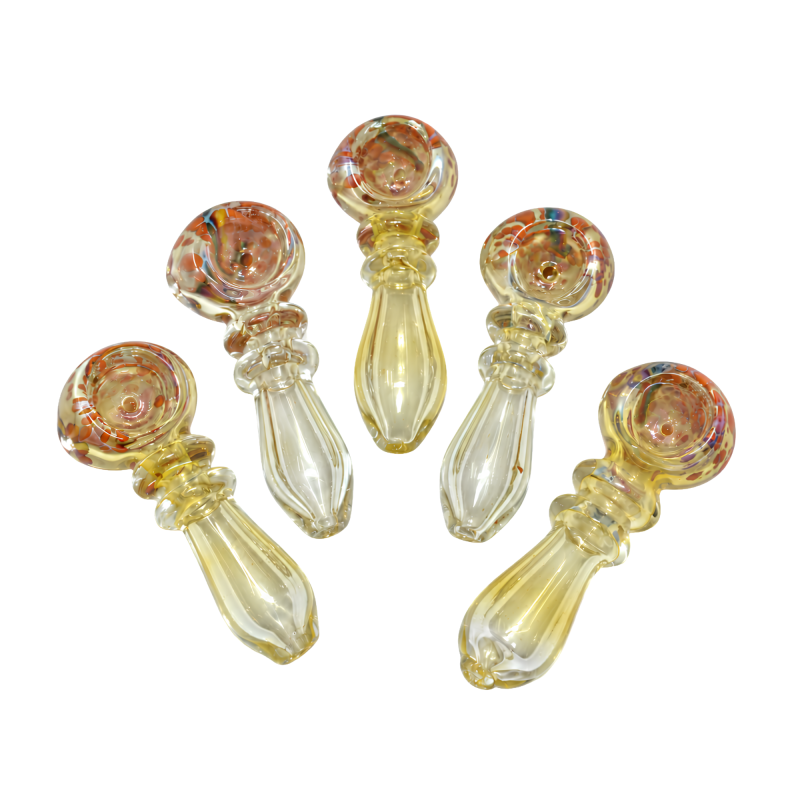 3.5" Silver Fumed Dual Rim Art Spoon Hand Pipe - 5 Pack [STJ181]