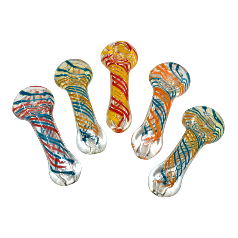 3.5" Dual Color Swirl Flat Moth Hand Pipe - 5 Pack [STJ185]