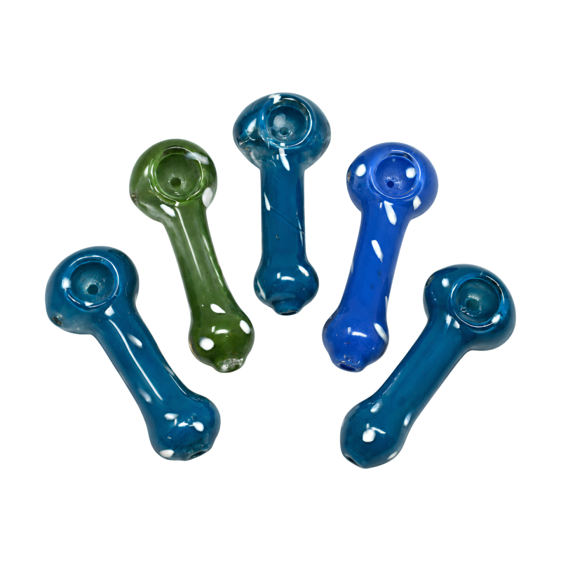3.5" Solid Frit Color Dotted Spoon Hand Pipe - 5 Pack [STJ188]