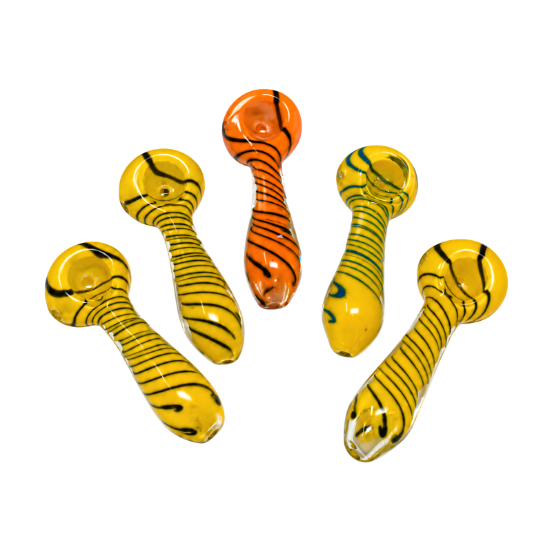 3.5" Spiral Swirl Glass Spoon Hand Pipe - 5 Pack [STJ189]