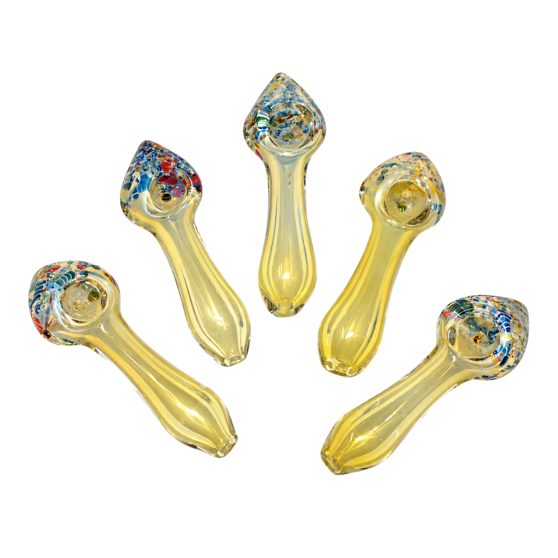 4" Rainbow Mosaic Fumed Glass Hand Pipe - 5 Pack [STJ190]