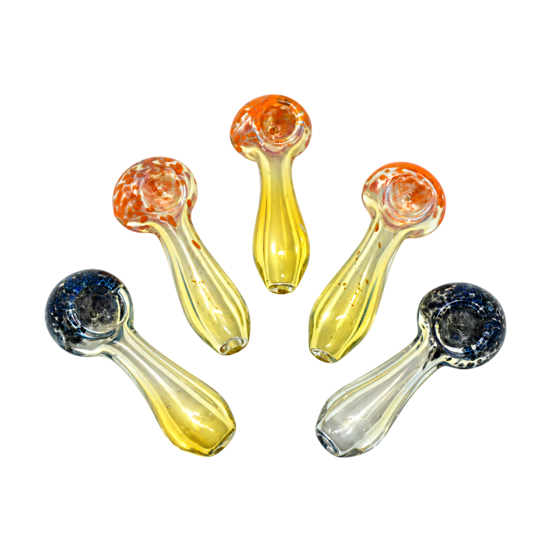 3.5" Assorted Frit Head Fumed Hand Pipe - 5 Pack [STJ192]