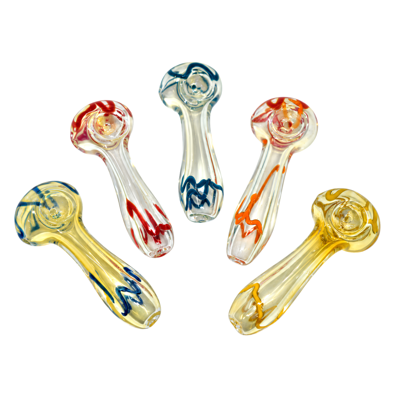 3.5" Wave Swirl Art Spoon Hand Pipe - 5 Pack [STJ195]