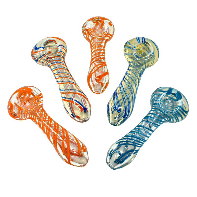4" Swirl Art Spoon Hand Pipe - 5 Pack [STJ197]