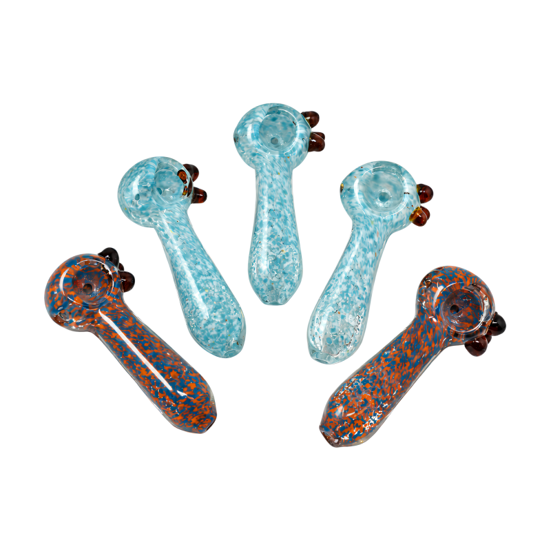 3.5" Dual Tone Frit Multi Marble Spoon Hand Pipe - 5 Pack [STJ199]