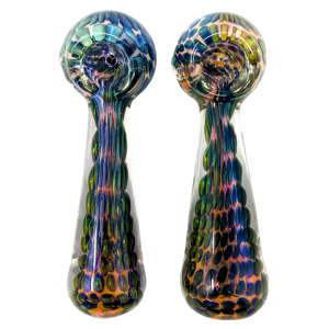 4" Silver Fumed Air Trap Bubble Spoon Hand Pipe - (Pack of 2) [STJ64]