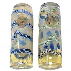 4" Silver Fumed Twisted Rod Art Round Shape Hand Pipe - (Pack of 2) [SJN1]