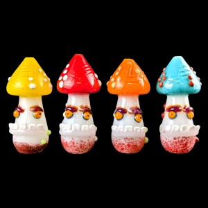 4.3" USA Color Frit Fungi Friend Mushroom Shape Hand Pipe [WSG825]