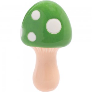 3.5" Green Mushroom Ceramic Pipe - Wacky Bowlz [CP101G]