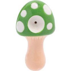 3.5" Green Mushroom Ceramic Pipe - Wacky Bowlz [CP101G]