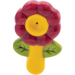 3.5" Purple Flower Ceramic Pipe - Wacky Bowlz [CP102P]