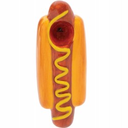 3.5" Hotdog Ceramic Pipe - Wacky Bowlz [CP107]