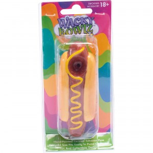 3.5" Hotdog Ceramic Pipe - Wacky Bowlz [CP107]
