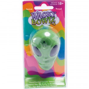 3.5" Green Alien Ceramic Pipe - Wacky Bowlz [CP121]