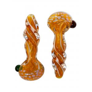 4" Gold Fumed Twisted Rod Honeycomb Art Head Hand Pipe - (Pack of 2) [YT02]