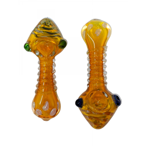 4" Gold Fumed With R4  Swirl Art Hand Pipe - (Pack of 2) [YT03]