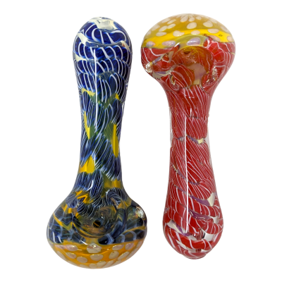 4" Gold Fumed Full Twisted Line Art Hand Pipe - 2pk [YT23]