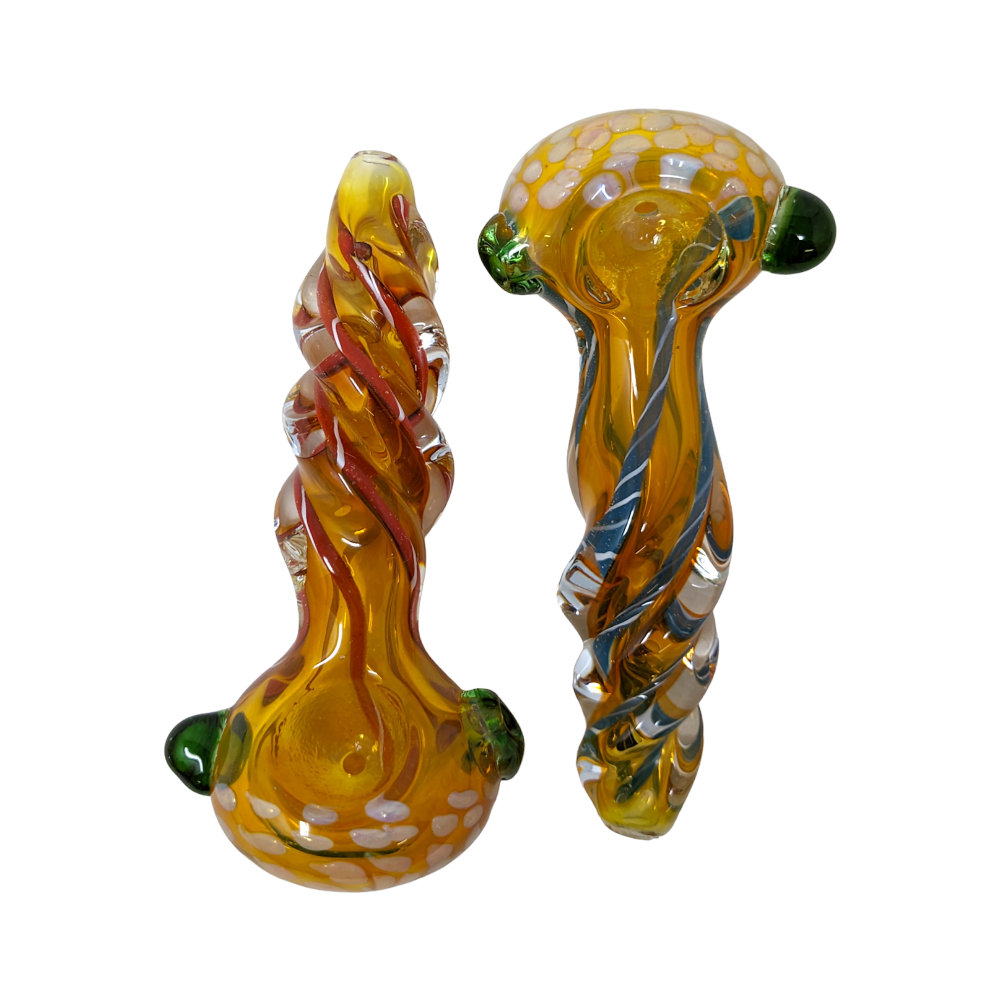 4" Gold Fumed R4 Work Latachino Head Hand Pipe - (Pack of 2) [YT24]