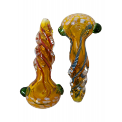 4" Gold Fumed R4 Work Latachino Head Hand Pipe - (Pack of 2) [YT24]