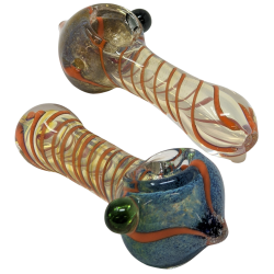 3" Frit & Fumed Art Body Hand Pipe - (Pack of 5) [ZD12]