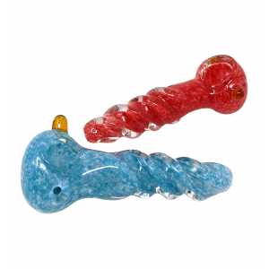 4" Mixed Frit Art Twisted Body Hand Pipe - 2pk [ZD43] 
