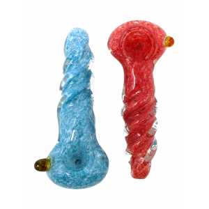 4" Mixed Frit Art Twisted Body Hand Pipe - 2pk [ZD43] 