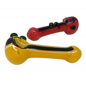 4" Frit & Dicro Art Hand Pipe-Assorted Design(Pack of 2) - [ZD51]