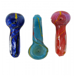 3" Frit  Art Squire Body Spoons Hand Pipe - (Pack of 5) [ZD56]