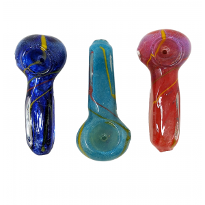 3" Frit  Art Squire Body Spoons Hand Pipe - (Pack of 5) [ZD56]