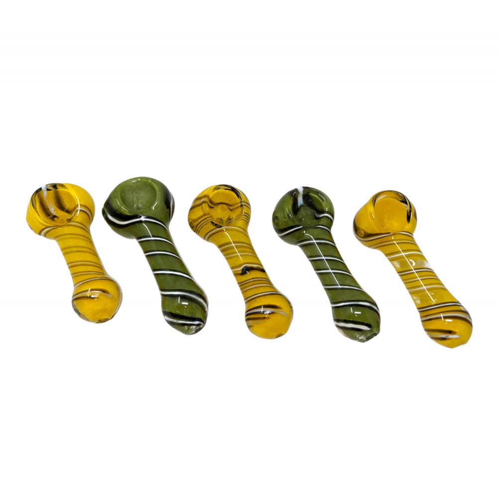 3" Frit & Twisted Lines Art Spoon Hand Pipe (Pack of 5) [ZD64]4]