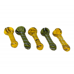 3" Frit & Twisted Lines Art Spoon Hand Pipe (Pack of 5) [ZD64]