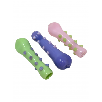 3.3" Imported Slyme Tube And Marble Work Chillum Hand Pipe Assorted Colors (Pack of 3)