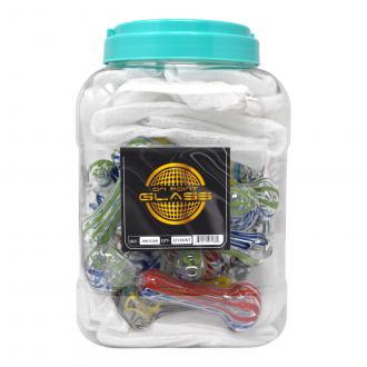 3" Assorted Color Line Art Hand Pipe - 32Ct JAR [3RKD32JAR]