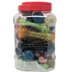 4" Assorted Designs Hand Pipes - (Display of 25) [4ISP25-JAR]