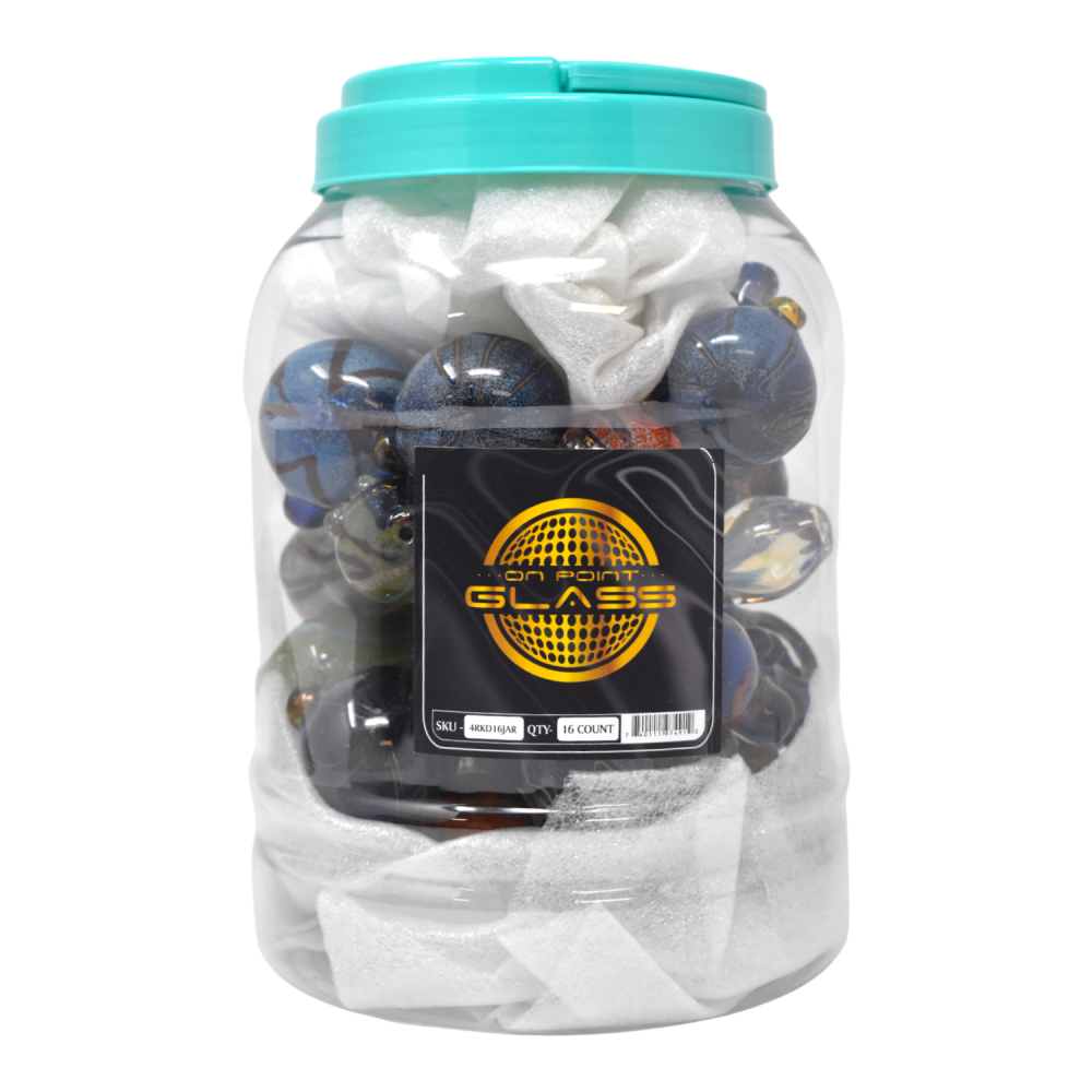 4-inch Assorted Dicro Fumed Art Hand Pipe in 16 Count Display Jar
