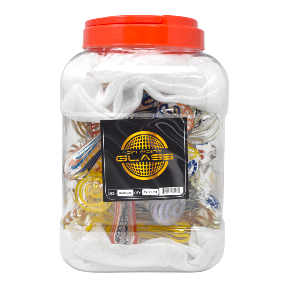 4-inch Assorted Color Line Art Hand Pipe – 25ct Jar Display