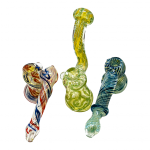 7" Assorted Design Bubbler Hand Pipe 8ct JAR - [BUB8CTJAR]