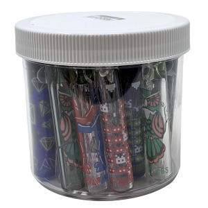 3" Assorted Designs Chillum Hand Pipe - Jar (Display of 25) [GR10-53-25JAR]