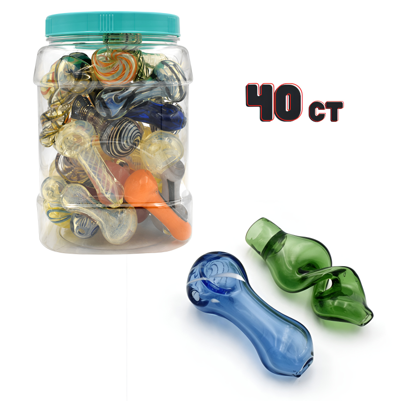 2.5–3" Inside-Out Fumed Hand Pipe & Chillum – 40ct Jar