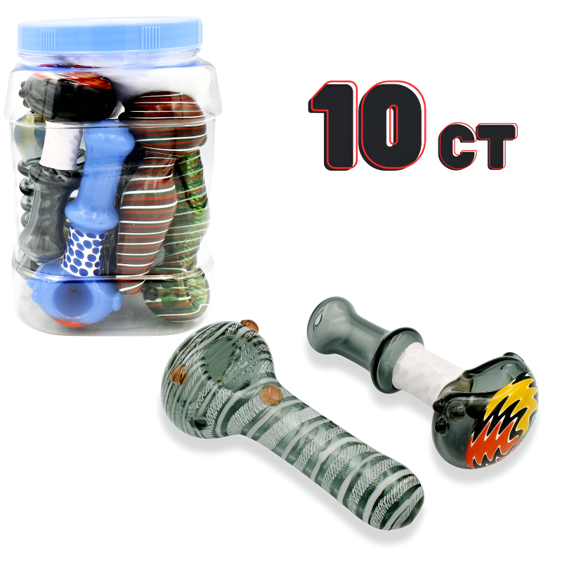 4.5" Reversible Wig-Wag Design Premium Hand Pipe – 10ct Jar