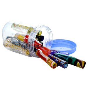Pipe Panorama Assorted Design Chillum Hand Pipes - 15ct JAR [JAR15CHP]