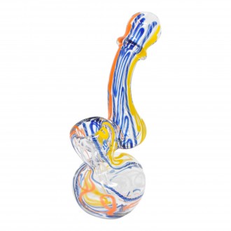 6"-7" Assorted Design Swirl Art Bubbler Hand Pipe - 15Ct JAR [JAR15GMB150]