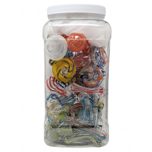 Mini Assorted Swirl Ribbon Bubbler Hand Pipe - (Jar of 20) [JAR20GMB65]
