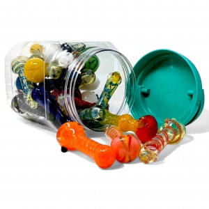 4” Premium Pleasure Assorted Hand Pipe - 24ct JAR [JAR24PHP]
