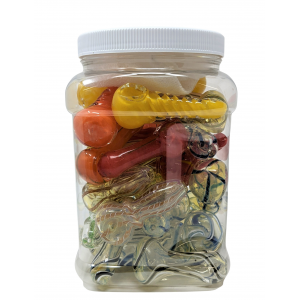 2.5" Assorted Design Hand Pipes Jar - (Display of 35) [JAR35HP25]