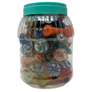 3" Assorted Design Hand Pipes Jar - (Display of 35) [JAR35HP3]