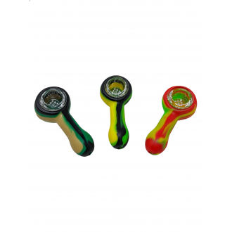 3" Assorted Colors Silicone Hand Pipes Jar - 50Ct [JAR3SP50]