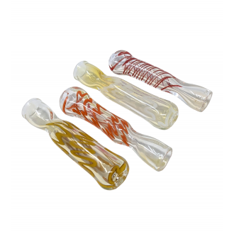 3" Assorted Silver Fumed Ribbon Chillum Hand Pipe - (Jar of 40) [JAR40CH310]
