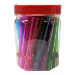 Assorted Color 'BAT' Dot Work Chillum Hand Pipe  Jar - (Display of 35) [JARCBAT35]